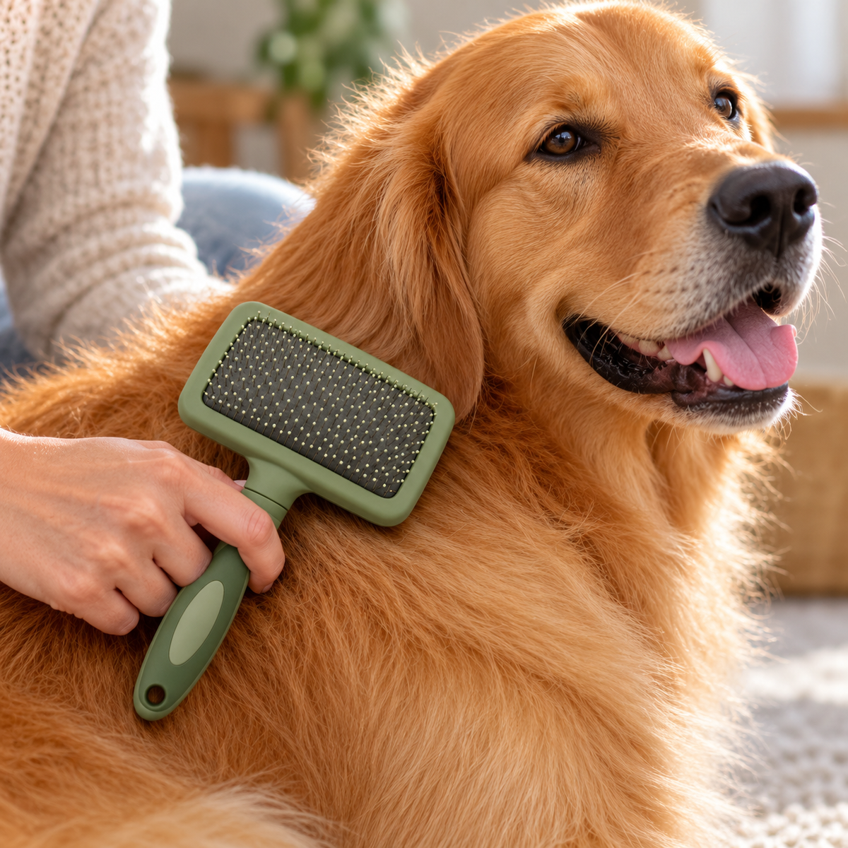 Olive Dog Grooming Brush