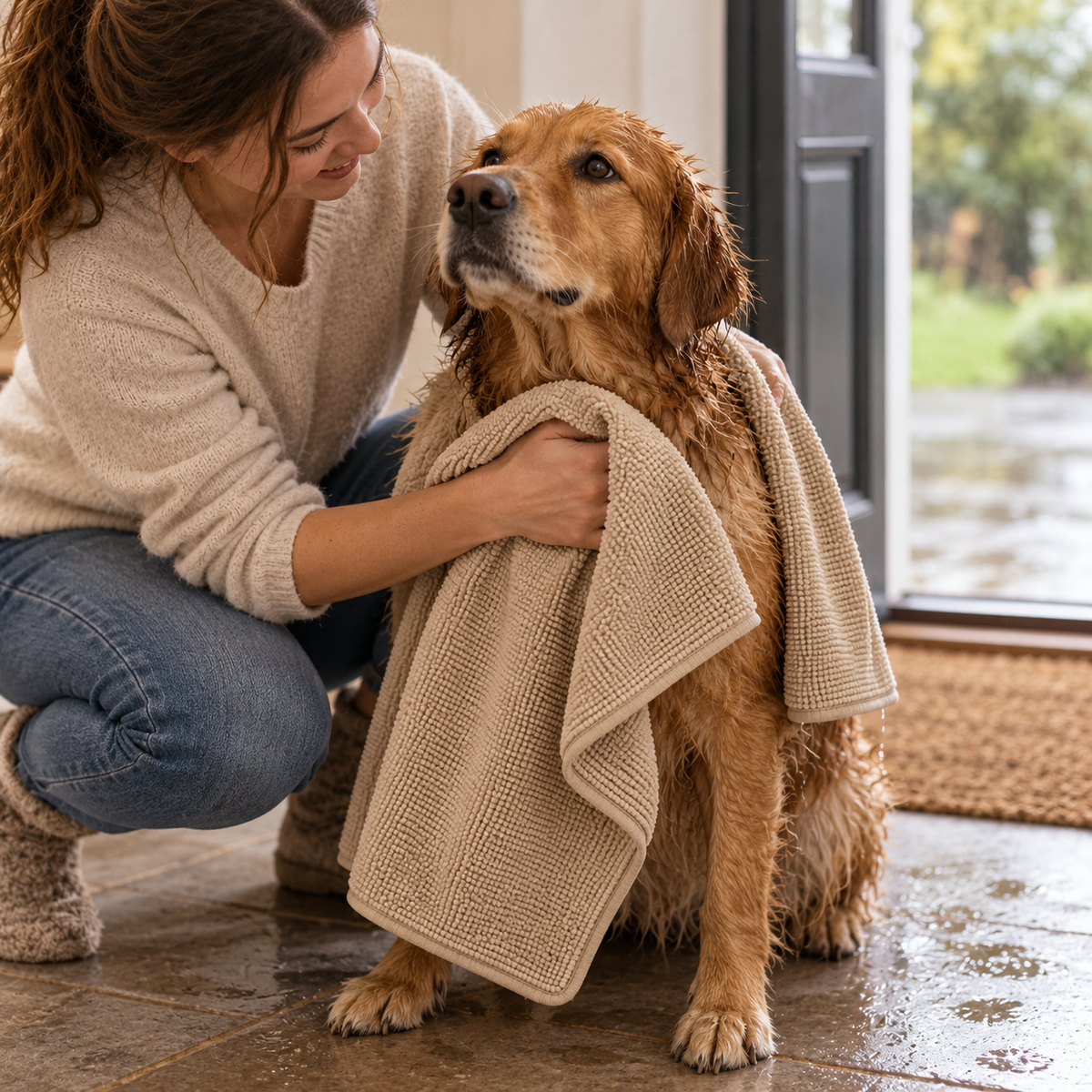 Sand Microfibre Dog Towel