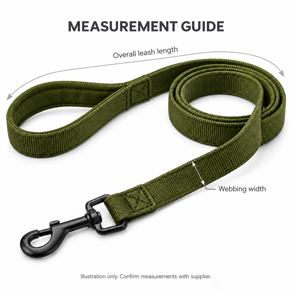 Olive Padded Dog Leash