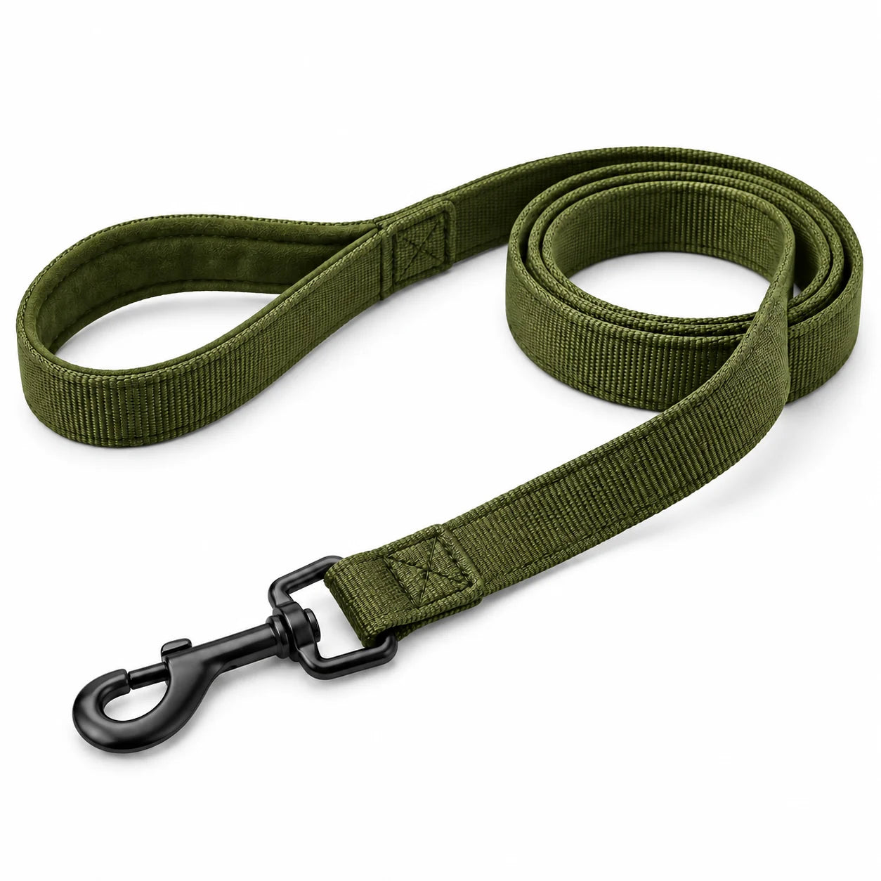 Olive padded dog leash